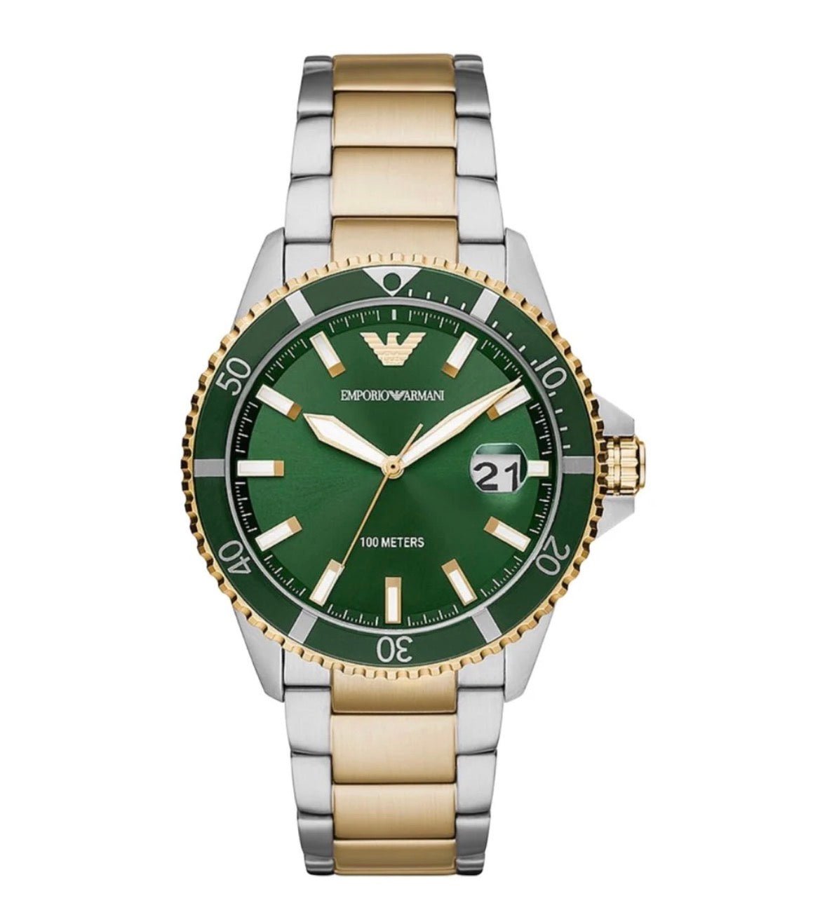 Emporio Armani AR80063 Men’s Green Dial Two-Tone Stainless Steel Watch - TIMEWORTH UKTIMEWORTH UK