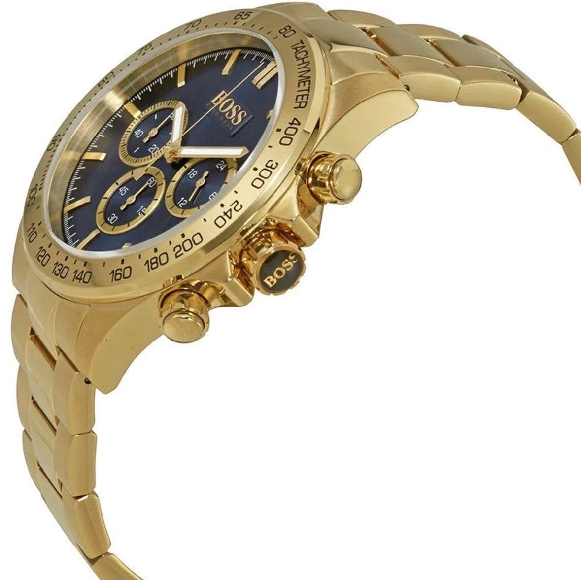 HUGO BOSS HB1513340 Ikon Gold Strap Blue Dial Chronograph Mens Watch 44mm - TIMEWORTH UKhugo boss