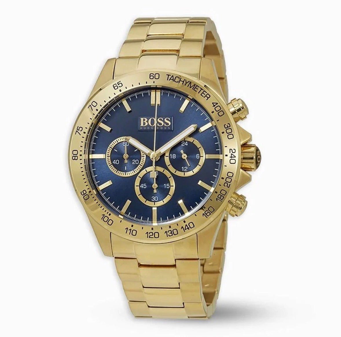 HUGO BOSS HB1513340 Ikon Gold Strap Blue Dial Chronograph Mens Watch 44mm - TIMEWORTH UKhugo boss