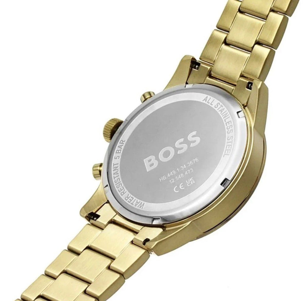 HUGO BOSS HB1513340 Ikon Gold Strap Blue Dial Chronograph Mens Watch 44mm - TIMEWORTH UKhugo boss