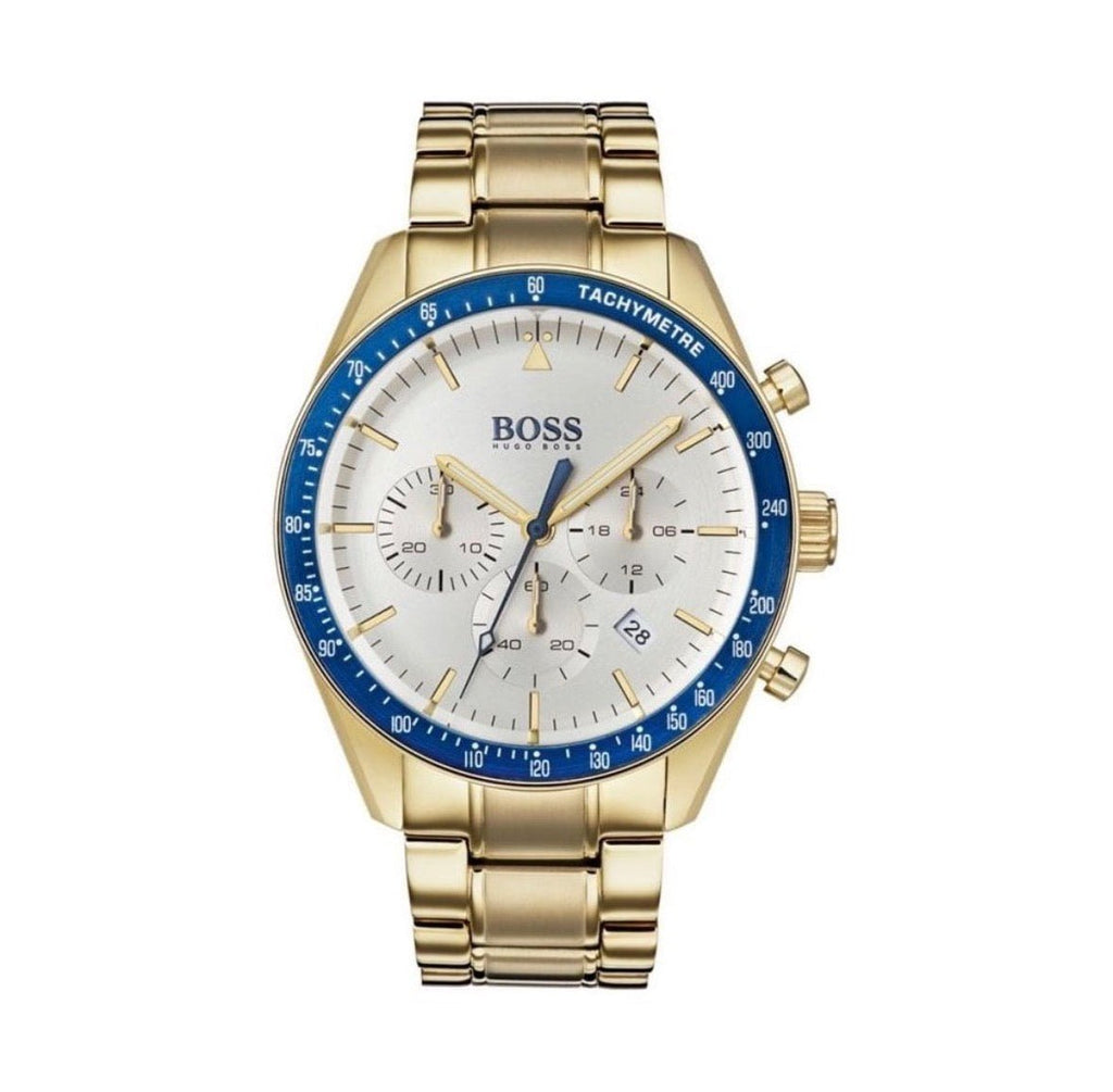 HUGO BOSS HB1513631 Trophy Beige Dial Gold Strap Chronograph Mens Watch 44mm - TIMEWORTH UKhugo boss