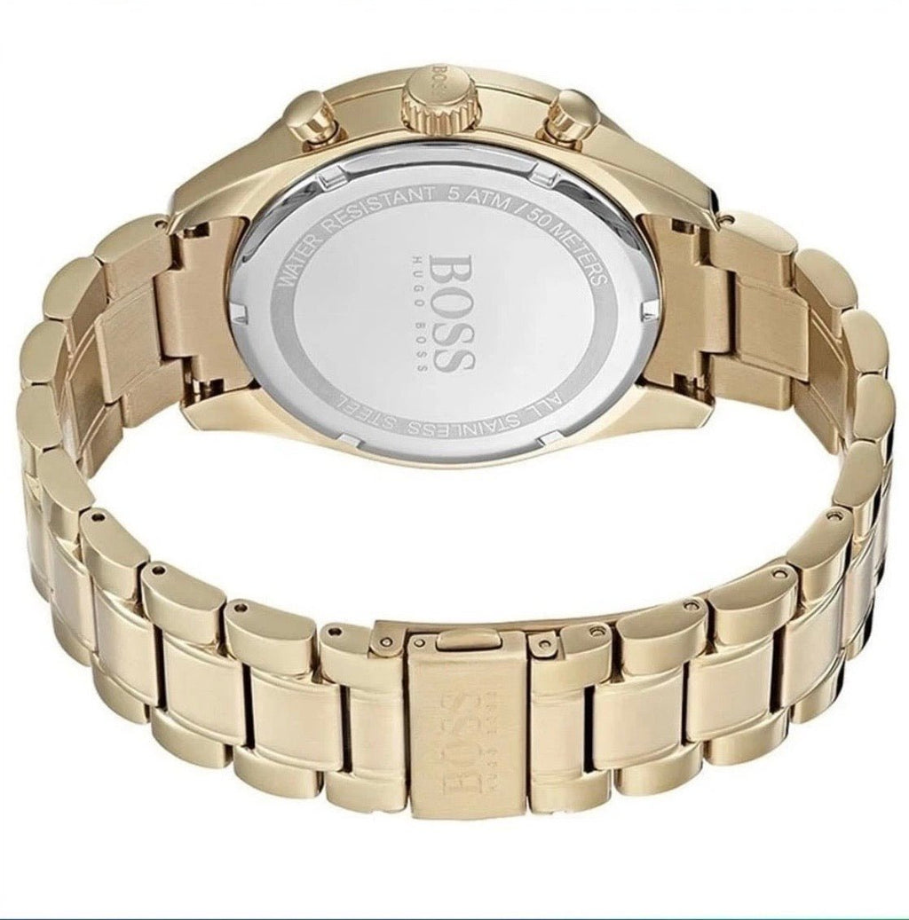 HUGO BOSS HB1513631 Trophy Beige Dial Gold Strap Chronograph Mens Watch 44mm - TIMEWORTH UKhugo boss