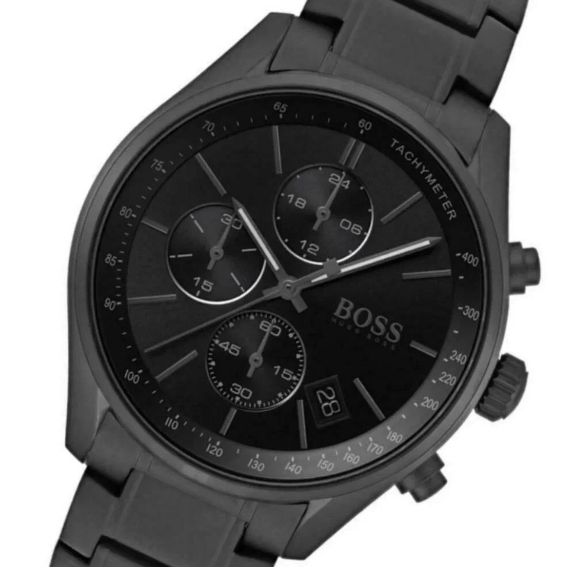 HUGO BOSS HB1513676 Grand Prix Black Dial Stainless Chronograph Mens Watch 44mm - TIMEWORTH UKhugo boss