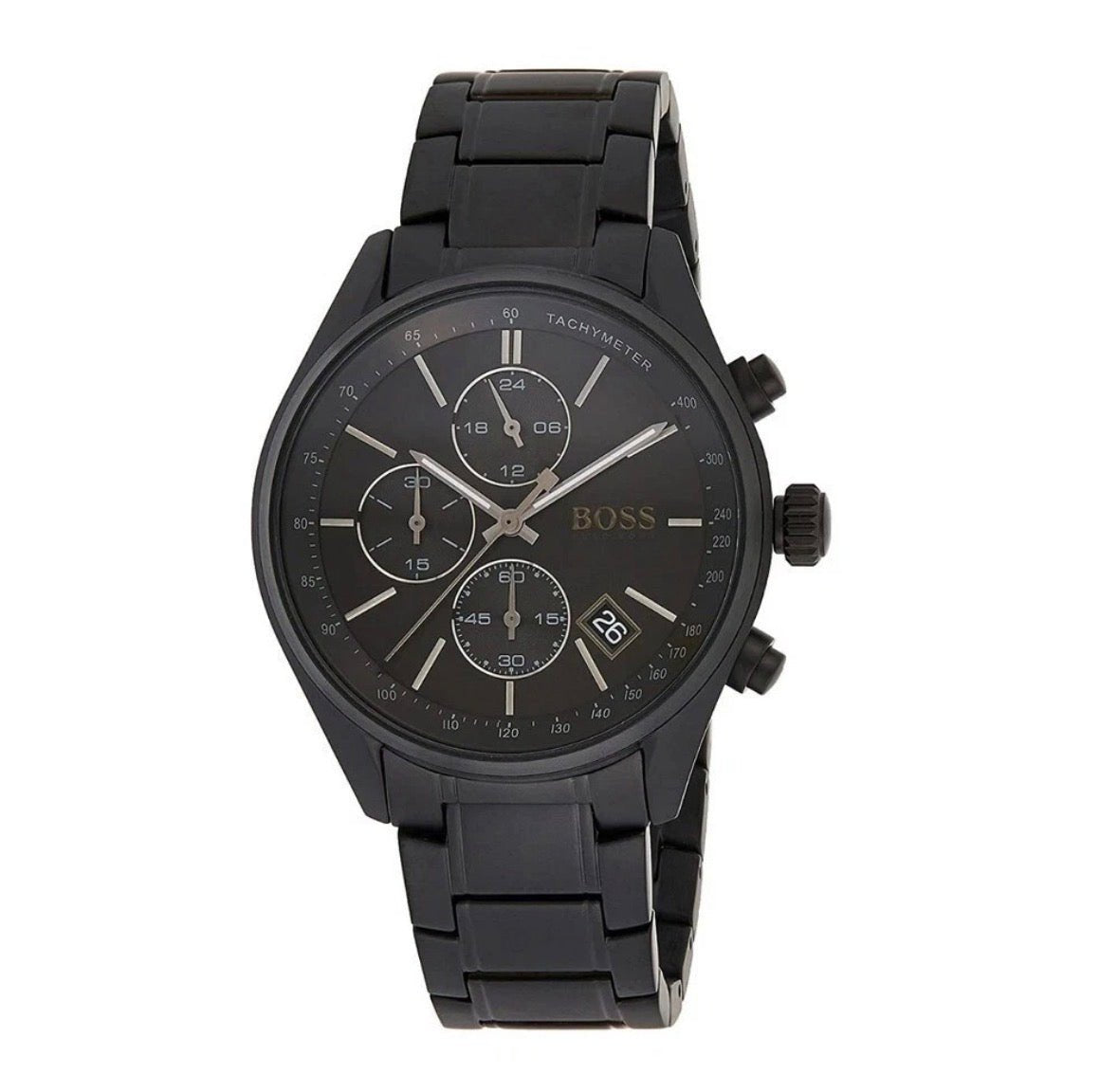 HUGO BOSS HB1513676 Grand Prix Black Dial Stainless Chronograph Mens Watch 44mm - TIMEWORTH UKhugo boss