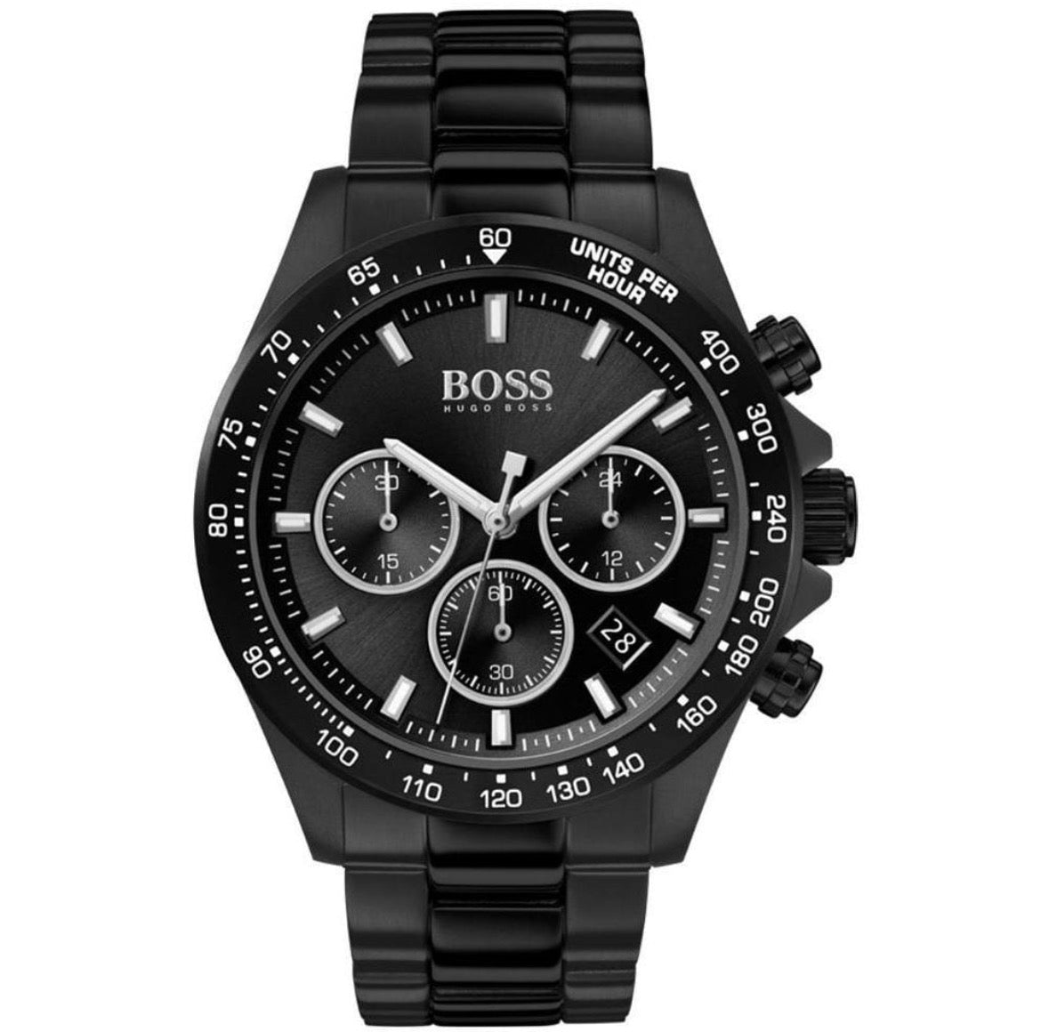 HUGO BOSS HB1513754 Chrono Stainless Steel Black Strap Dial Mens Watch 44mm - TIMEWORTH UKhugo boss