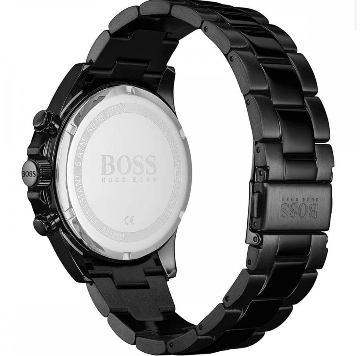 HUGO BOSS HB1513754 Chrono Stainless Steel Black Strap Dial Mens Watch 44mm - TIMEWORTH UKhugo boss