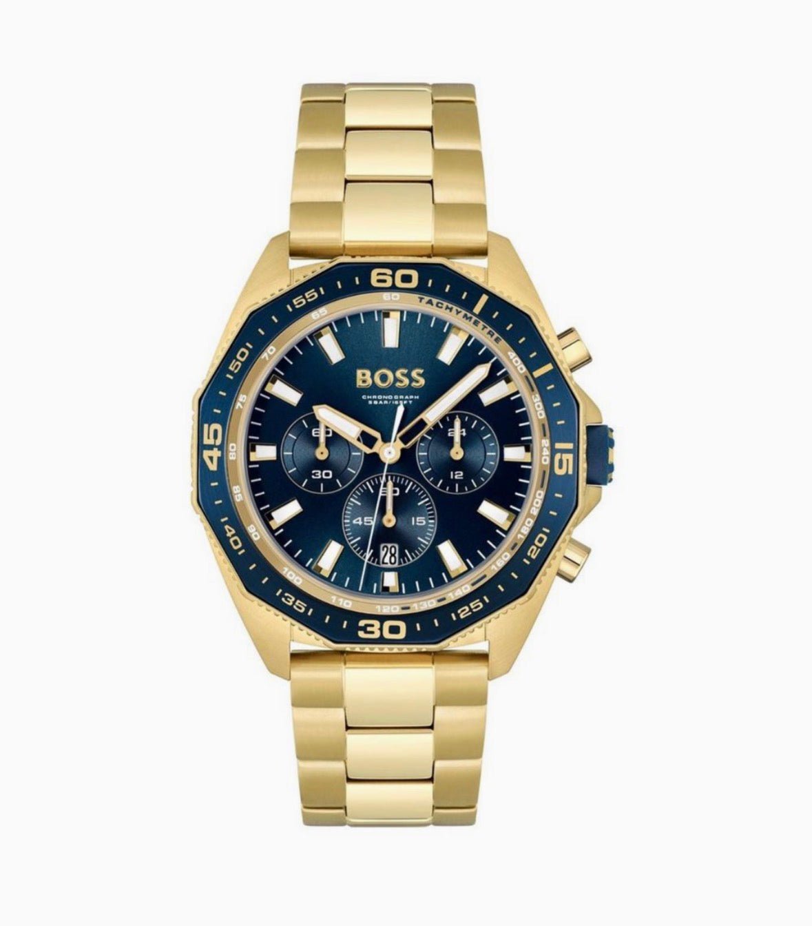 HUGO BOSS HB1513973 Energy Chrono Gold Stainless Steel Blue Dial Mens Watch 44mm - TIMEWORTH UKhugo boss