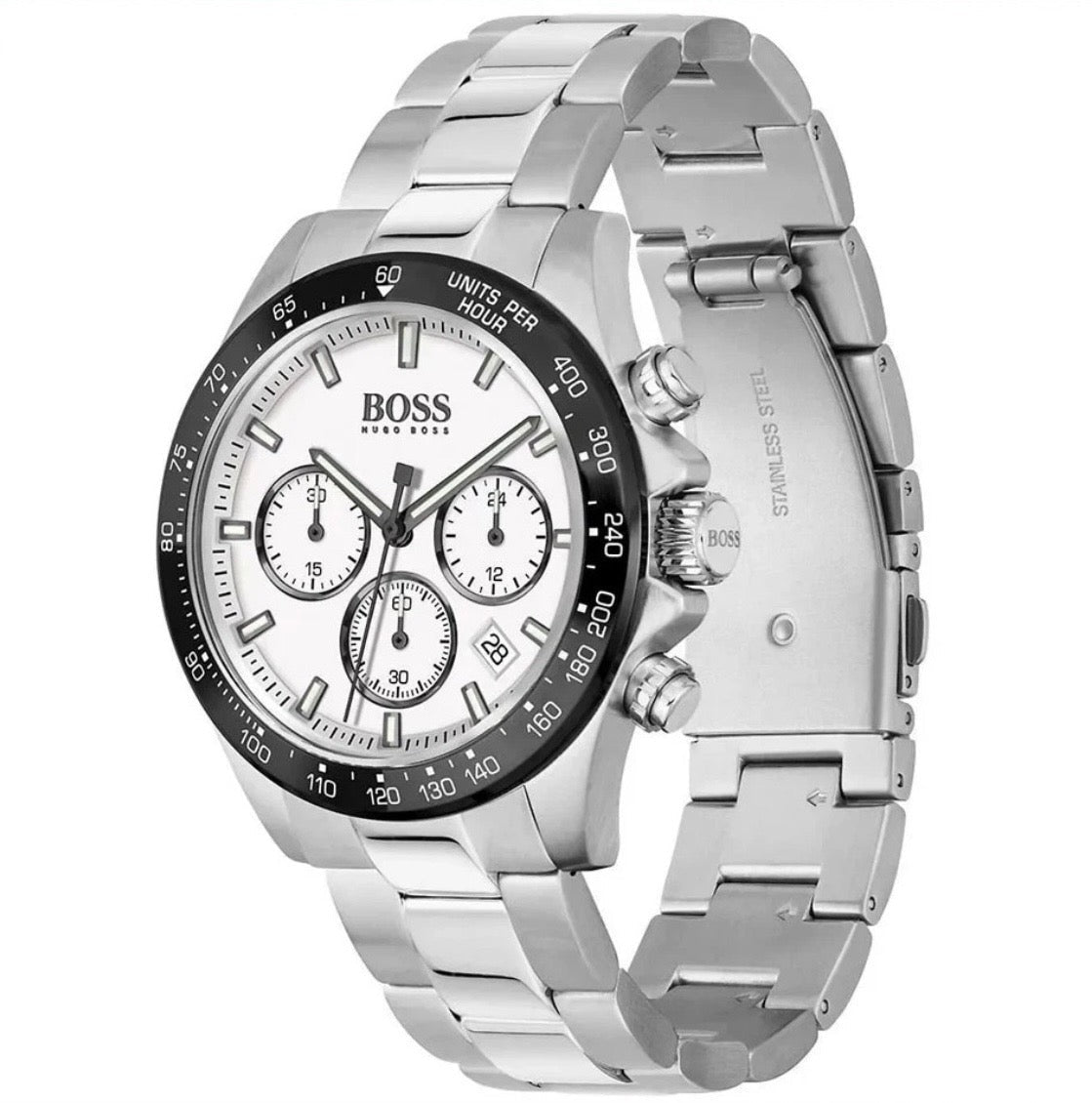 HUGO BOSS Hero HB1513875 Silver Stainless Steel Strap Chrono Men's Watch 43mm - TIMEWORTH UKhugo boss