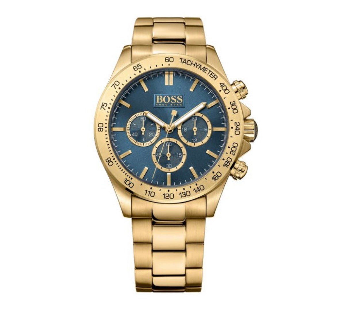 Hugo Boss Ikon Chronograph 44mm Blue Dial Gold-Tone Men's Watch - TIMEWORTH UKhugo boss