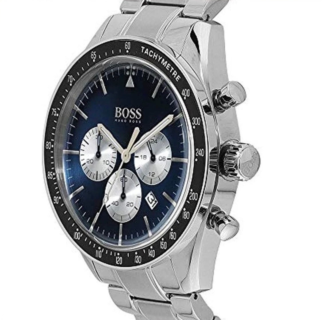 HUGO BOSS Trophy HB1513630 Blue Dial Silver Steel Strap Chrono Men's Watch 44mm Virtual Concept (56225) Business - TIMEWORTH UKhugo boss