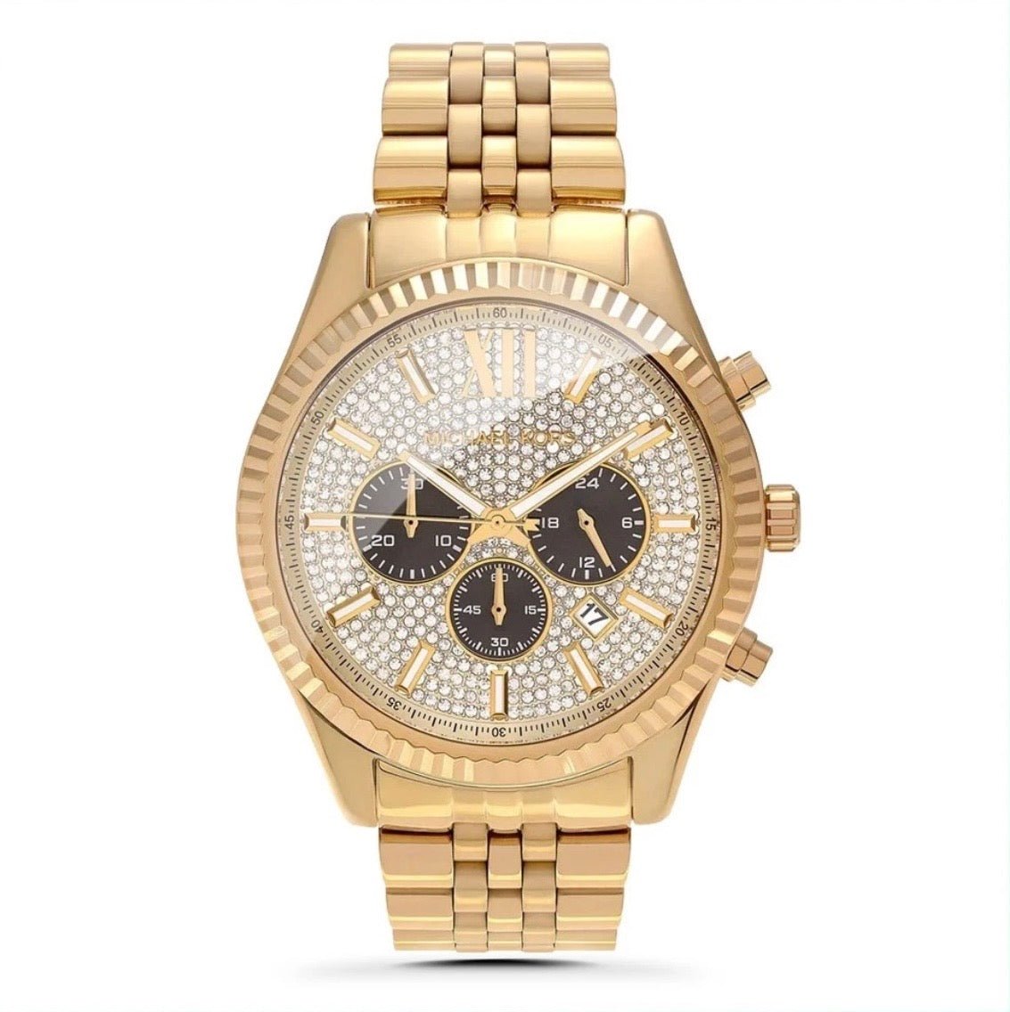 MICHAEL KORS Lexington MK8494 Crystal Gold Mens Fashion Wrist Watch 45mm - TIMEWORTH UKMicheal Kors