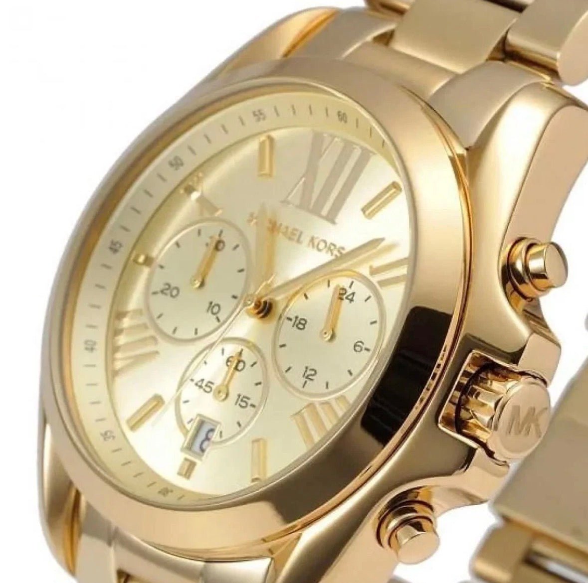 MICHAEL KORS MK5605 Bradshaw Gold Strap Dial Chronograph Womens Watch 43mm - TIMEWORTH UKMicheal Kors