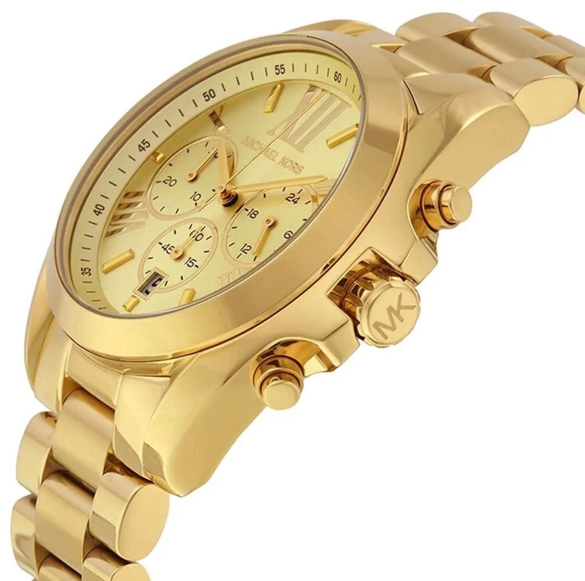 MICHAEL KORS MK5605 Bradshaw Gold Strap Dial Chronograph Womens Watch 43mm - TIMEWORTH UKMicheal Kors