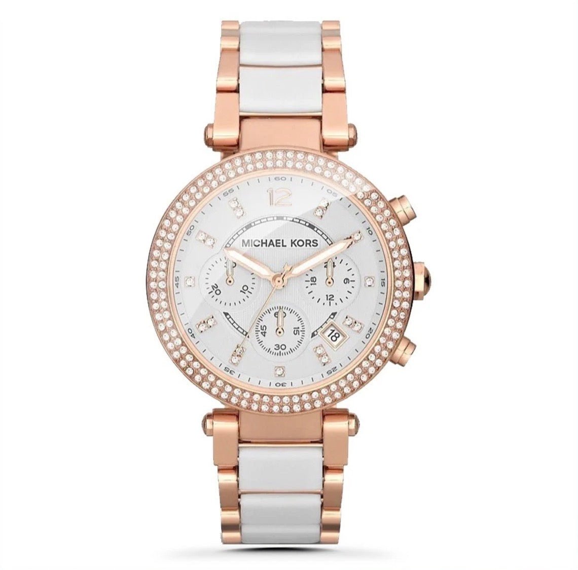 MICHAEL KORS MK5774 Parker Chronograph Rose Gold TwoTone Strap Womens Watch 39mm - TIMEWORTH UKMicheal Kors