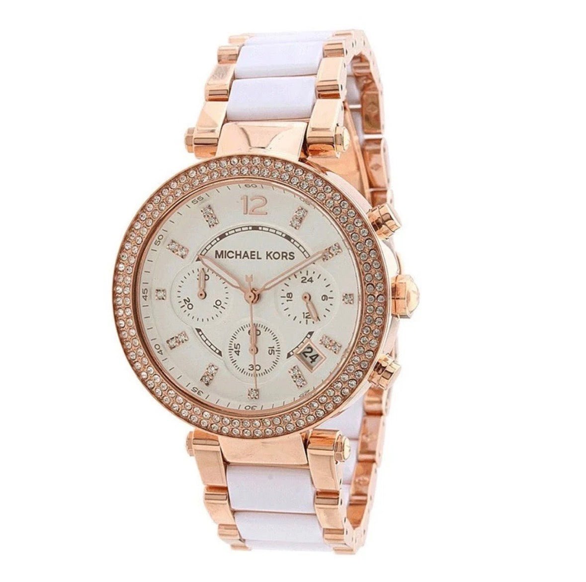 MICHAEL KORS MK5774 Parker Chronograph Rose Gold TwoTone Strap Womens Watch 39mm - TIMEWORTH UKMicheal Kors