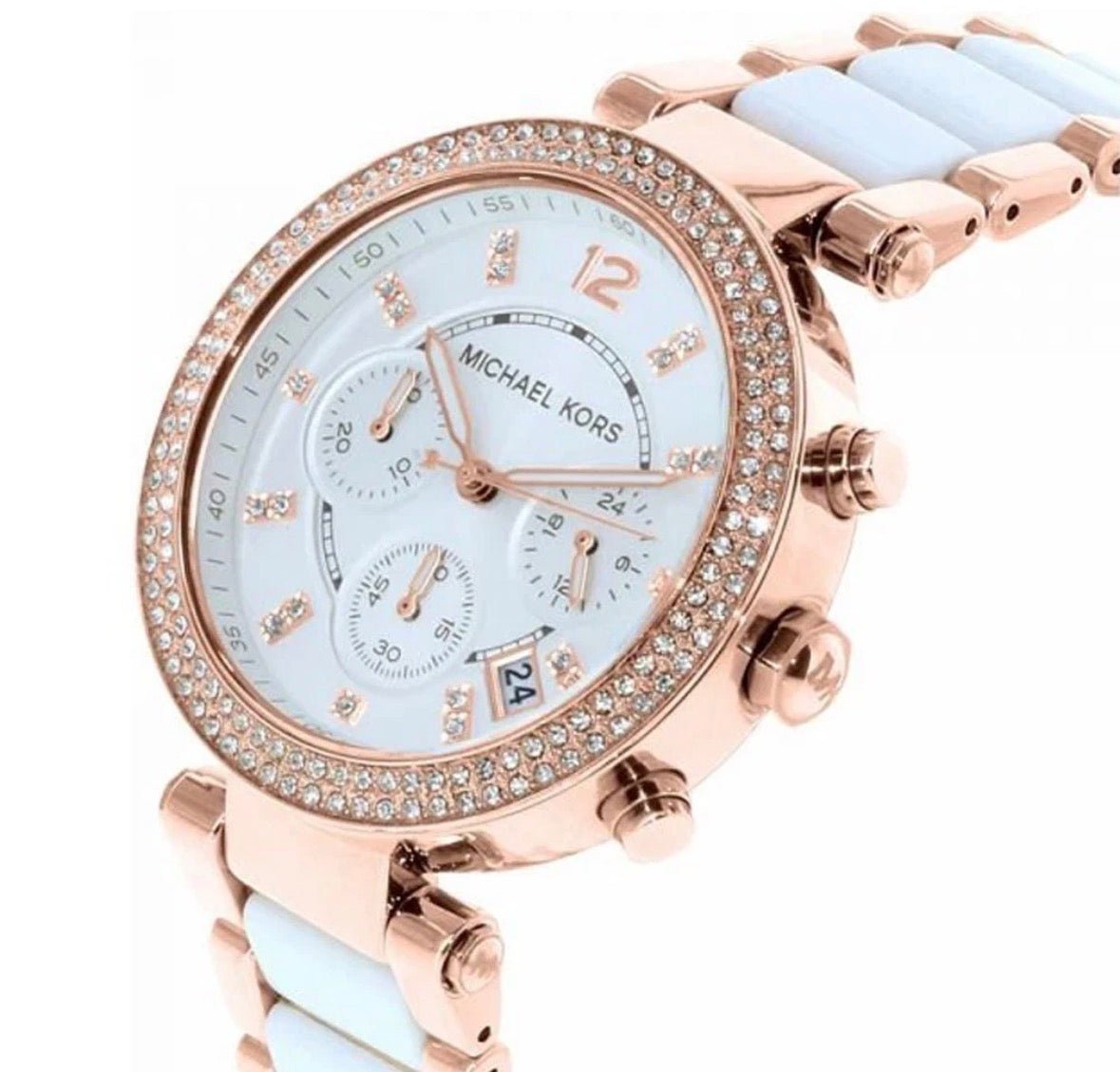 MICHAEL KORS MK5774 Parker Chronograph Rose Gold TwoTone Strap Womens Watch 39mm - TIMEWORTH UKMicheal Kors