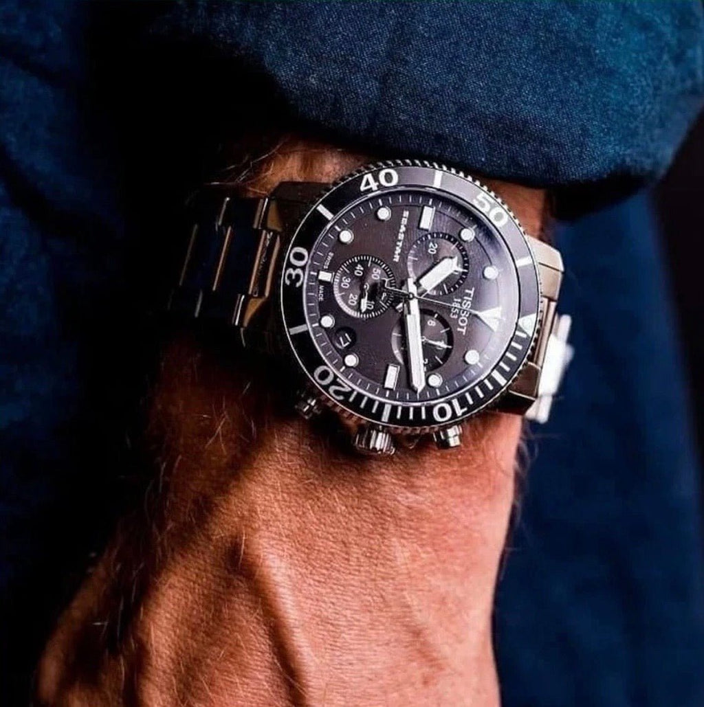 TISSOT Seastar 1000 T120.417.11.051.00 Silver Strap Black Dial Chrono Mens Watch - TIMEWORTH UKTISSOT