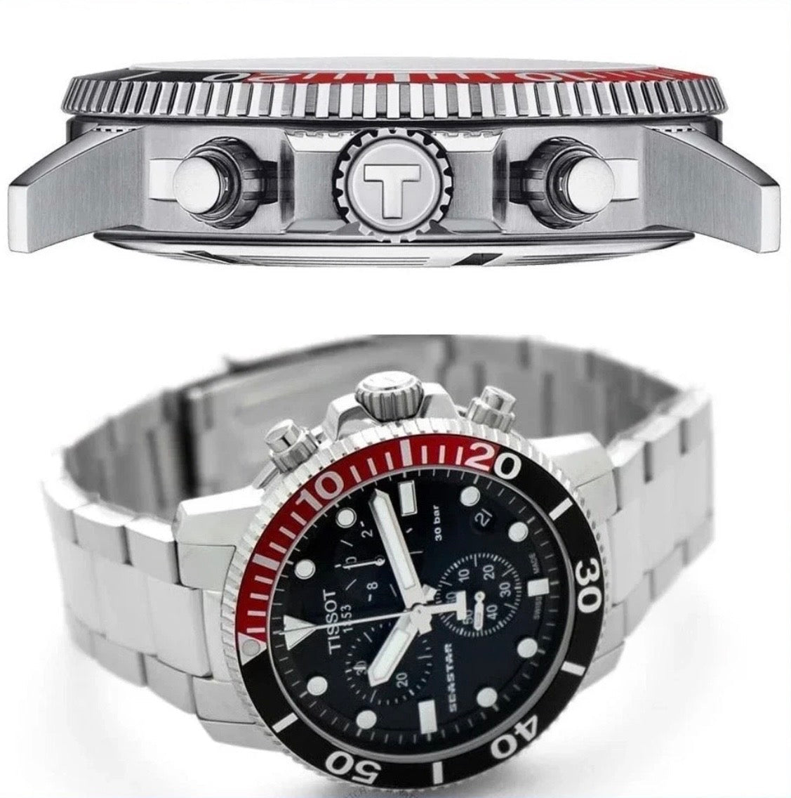 TISSOT Seastar 1000 T120.417.11.051.01 Two Tone Black Dial Chrono Mens Watch - TIMEWORTH UKTISSOT