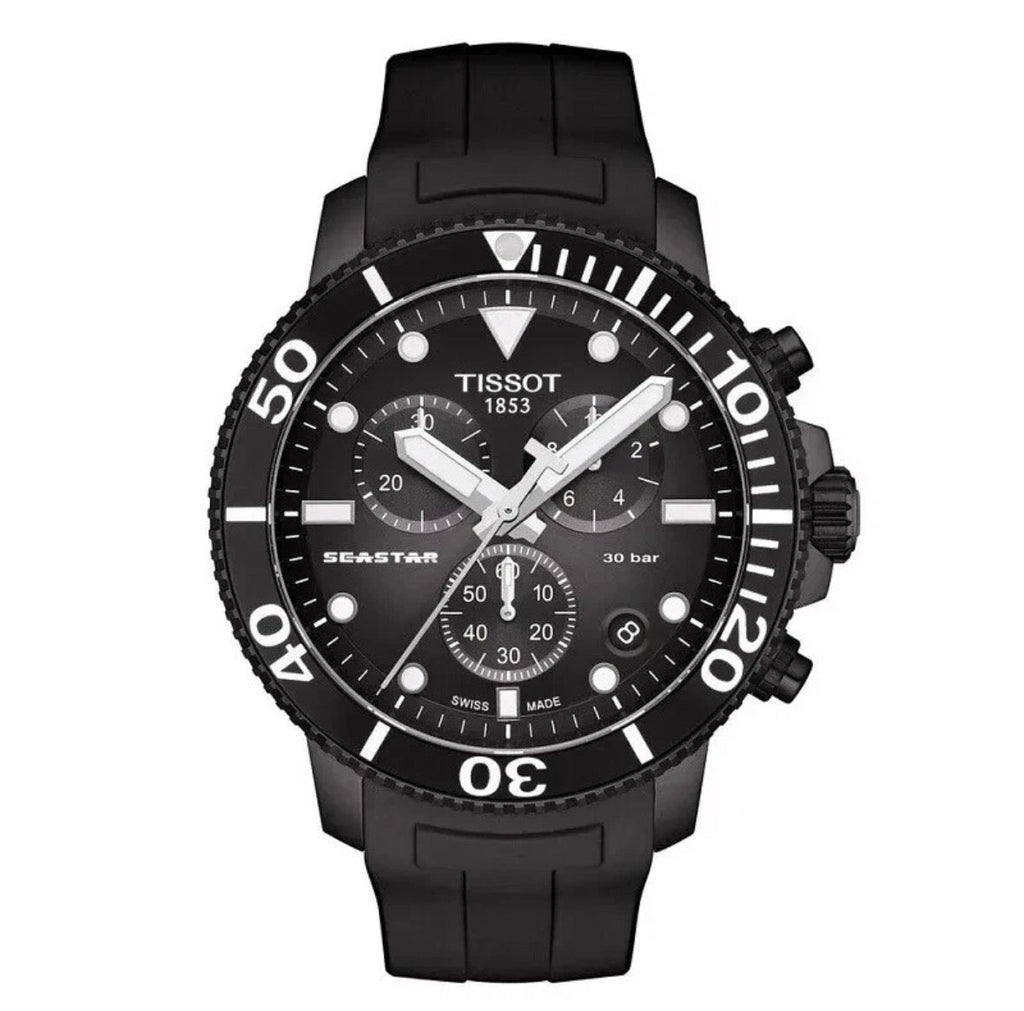 TISSOT Seastar 1000 T120.417.37.051.02 Chrono Black Rubber Strap 46mm Mens Watch - TIMEWORTH UKTISSOT