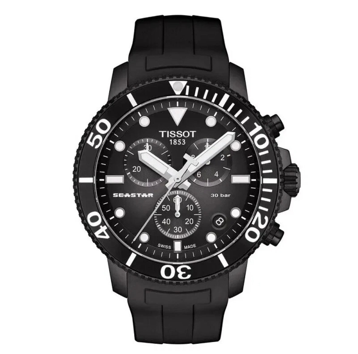 TISSOT Seastar 1000 T120.417.37.051.02 Chrono Black Rubber Strap 46mm Mens Watch - TIMEWORTH UKTISSOT