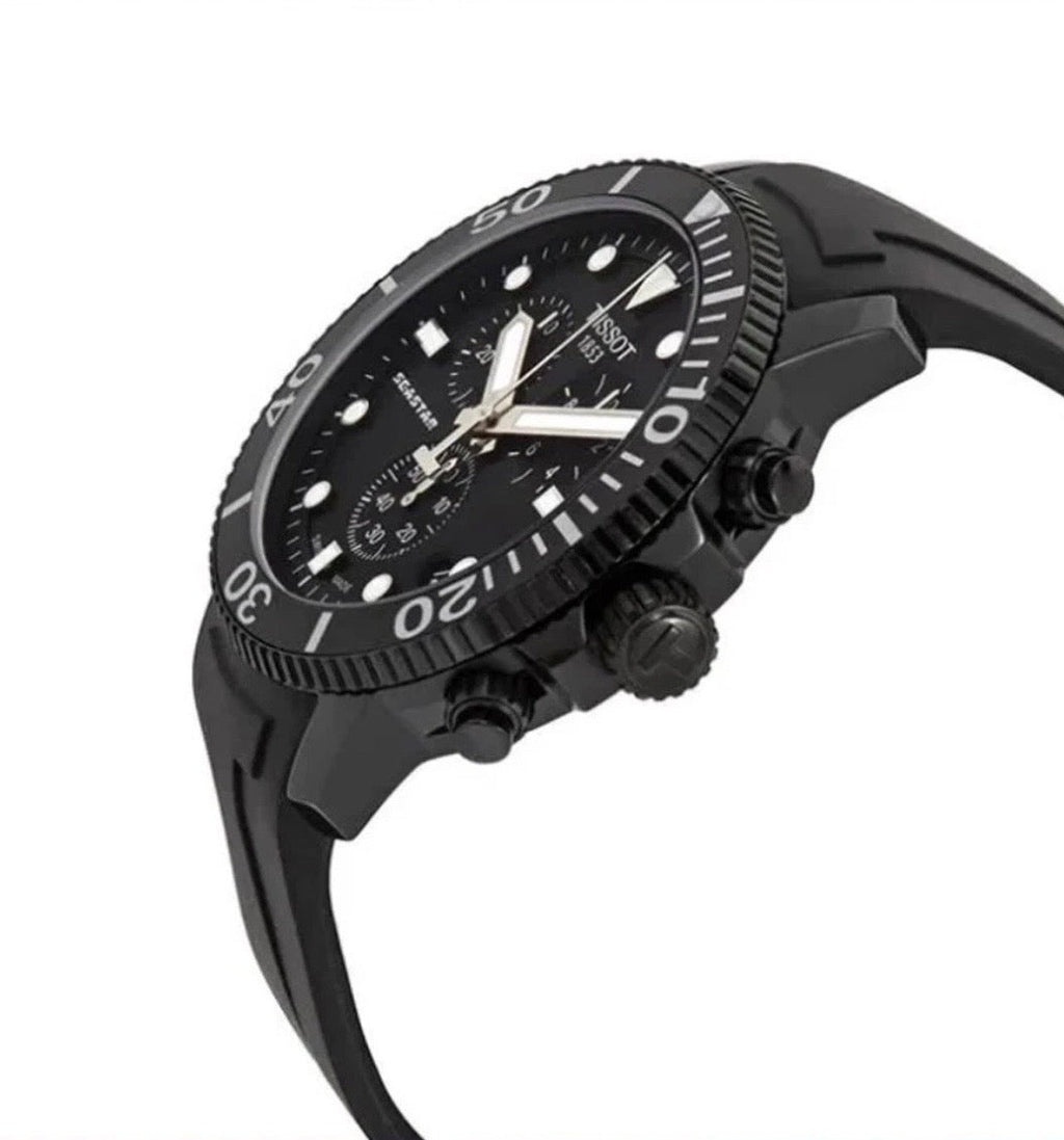 TISSOT Seastar 1000 T120.417.37.051.02 Chrono Black Rubber Strap 46mm Mens Watch - TIMEWORTH UKTISSOT