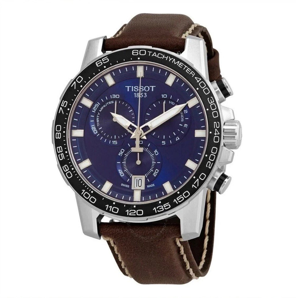 TISSOT Supersport T125.617.16.041.00 Chrono Blue Dial Leather Strap Mens Watch - TIMEWORTH UKTISSOT