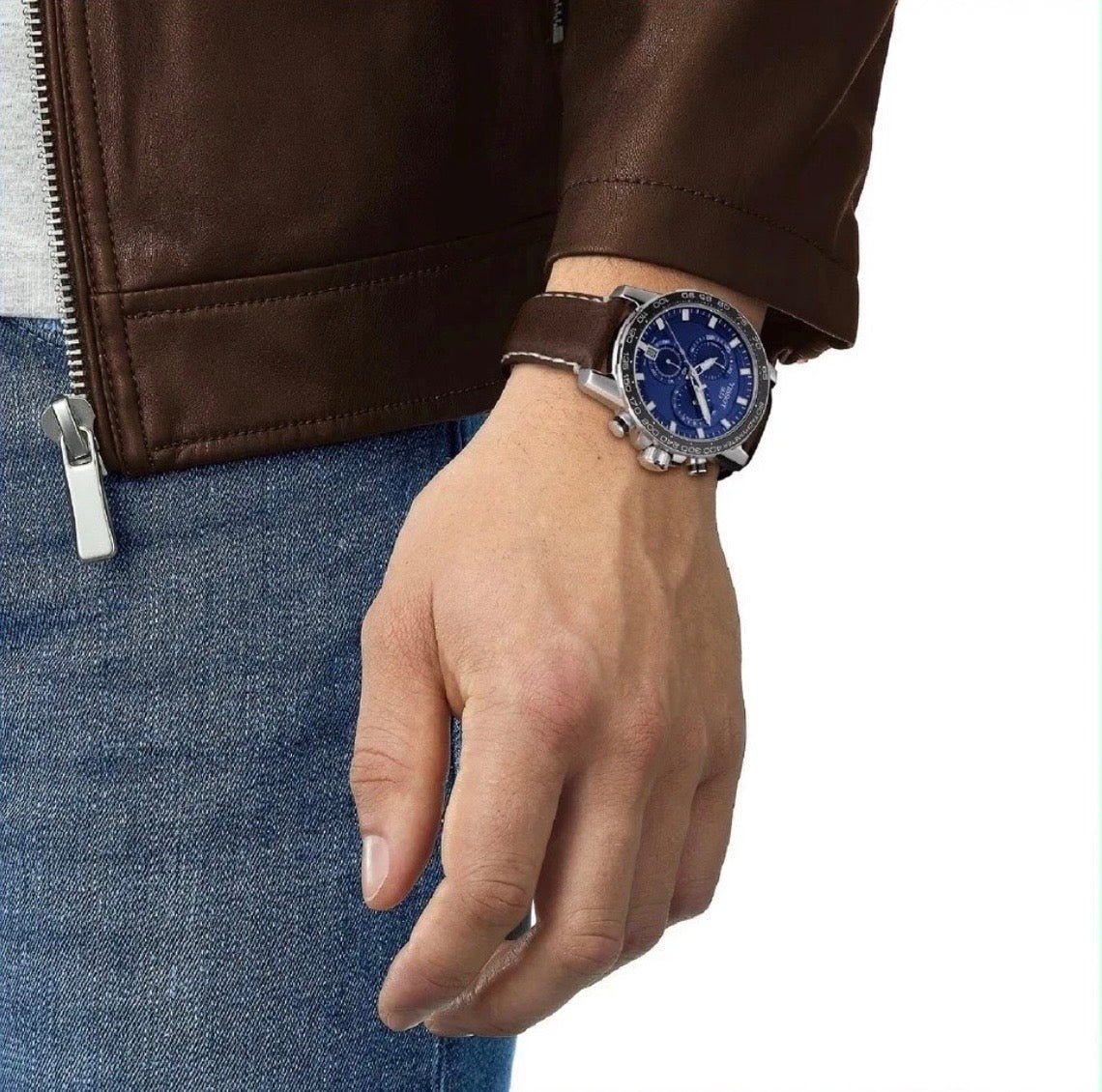 TISSOT Supersport T125.617.16.041.00 Chrono Blue Dial Leather Strap Mens Watch - TIMEWORTH UKTISSOT