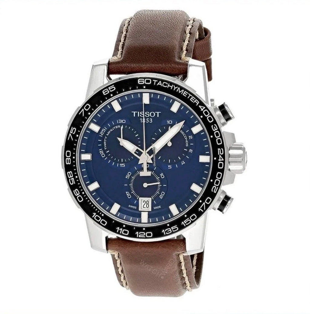 TISSOT Supersport T125.617.16.041.00 Chrono Blue Dial Leather Strap Mens Watch - TIMEWORTH UKTISSOT