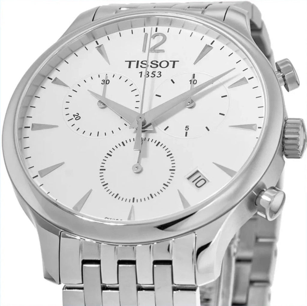 TISSOT T-Classic T063.617.11.037.00 Chronograph Silver Steel Strap Men's Watch - TIMEWORTH UKTISSOT