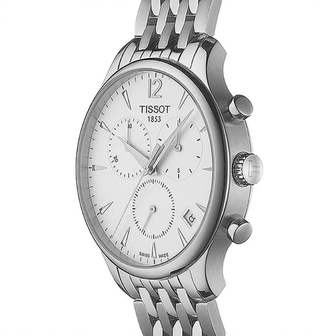 TISSOT T-Classic T063.617.11.037.00 Chronograph Silver Steel Strap Men's Watch - TIMEWORTH UKTISSOT