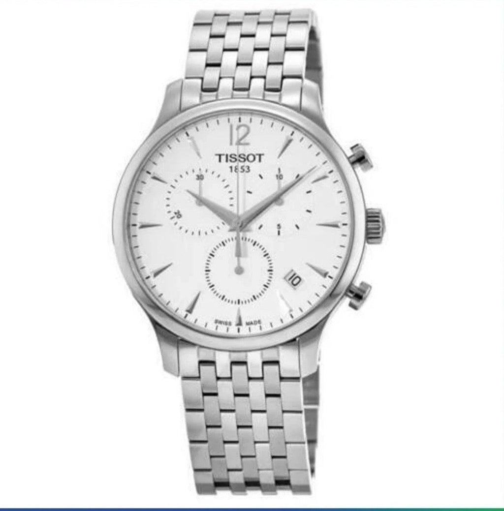TISSOT T-Classic T063.617.11.037.00 Chronograph Silver Steel Strap Men's Watch - TIMEWORTH UKTISSOT