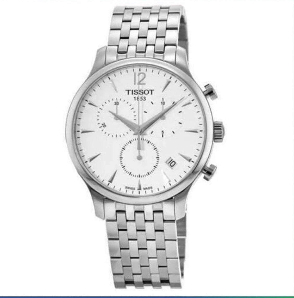 TISSOT T-Classic T063.617.11.037.00 Chronograph Silver Steel Strap Men's Watch - TIMEWORTH UKTISSOT