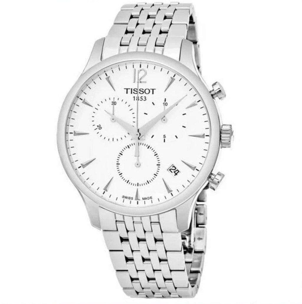 TISSOT T-Classic T063.617.11.037.00 Chronograph Silver Steel Strap Men's Watch - TIMEWORTH UKTISSOT