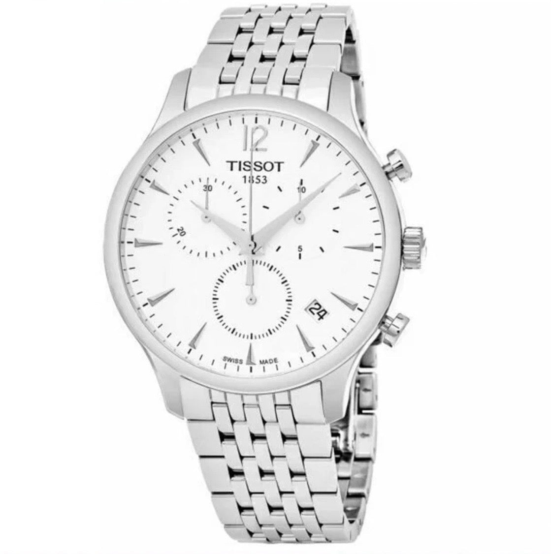 TISSOT T-Classic T063.617.11.037.00 Chronograph Silver Steel Strap Men's Watch - TIMEWORTH UKTISSOT